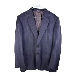 BATTISTONI Men's Blazer Jacket Pinstriped Wool Size 46L Made In Italy